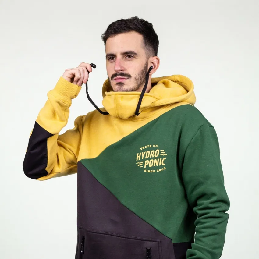 Sudadera Hydroponic Niño con capucha y cascos música DH VORTEX HIFI Ref. 20554Y Verde y mostaza