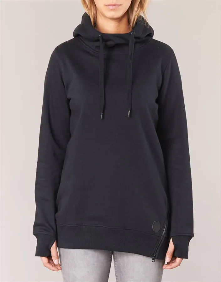 Sudadera larga VOLCOM para mujer estilo boyfriend con capucha METALINE FLEECE Ref. H2451806 negra