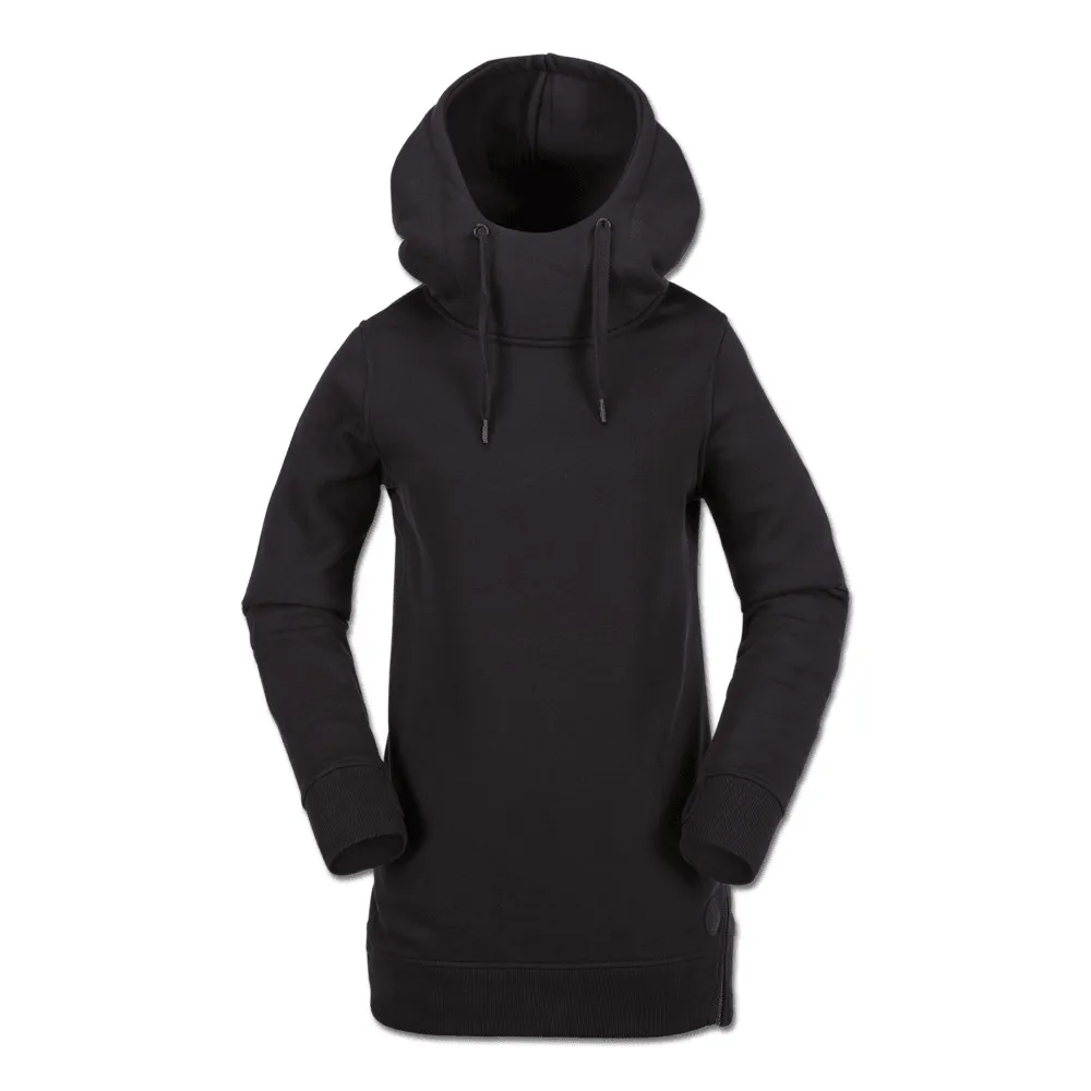 Sudadera larga VOLCOM para mujer estilo boyfriend con capucha METALINE FLEECE Ref. H2451806 negra