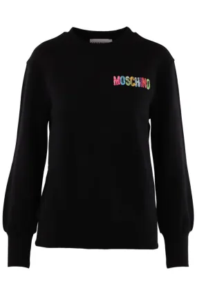 Sudadera negra con logotipo multicolor