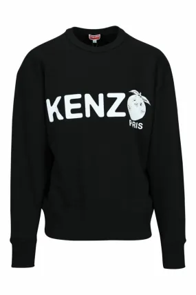 Sudadera negra con maxilogo kenzo orange