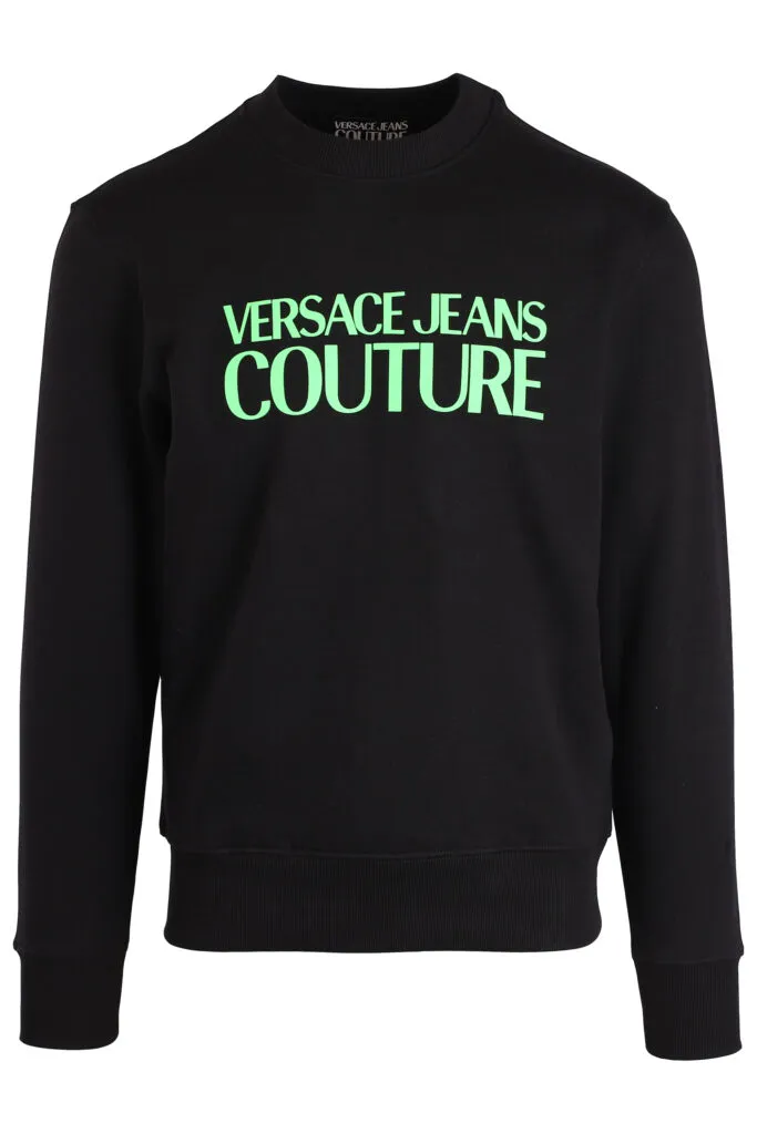 Sudadera negra con maxilogo verde neon