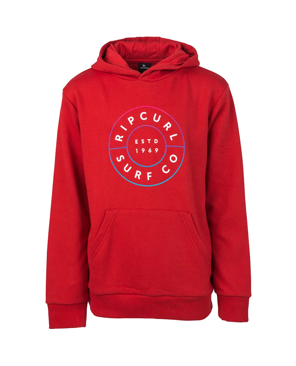 Sudadera niño RIP CURL con capucha y bolsillos Ref. KFEFU4 CEMENT MARLE NEON DONUT HOODED red rojo intenso