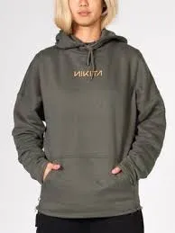 Sudadera Oversized NIKITA Mujer con capucha BERNER PO HOODIE OLIVE  Ref. NMWFBER verde oliva