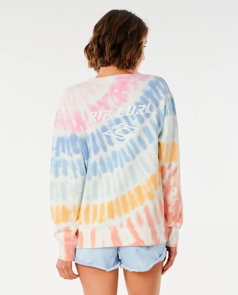 Sudadera RIP CURL Mujer cuello redondo mujer Tripulación de Wipeout Ref. GFEBR9 multicolor Tie Die rosa/azul