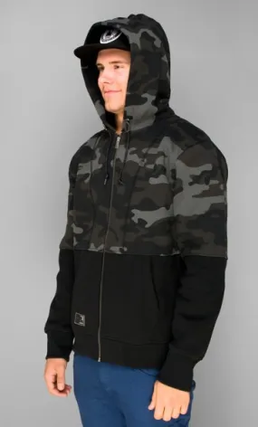 Sudadera Rip Curl sport surf hombre con capucha y cremallera Época Flacket Ref. CFE4GD Negra camuflaje