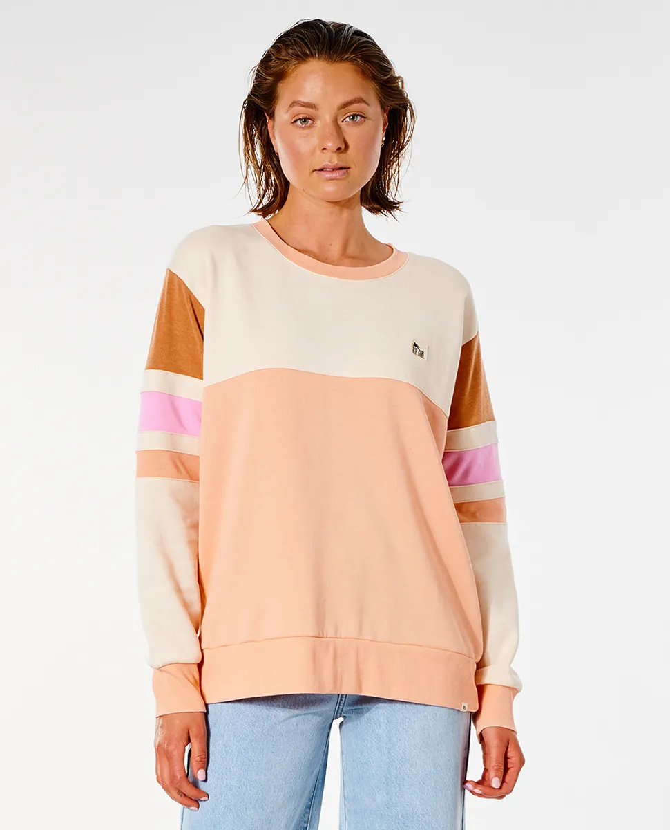 Sudadera RIP CURL suave Mujer cuello redondo para mujer Glider Peach Ref. GFECM9 naranja rayas