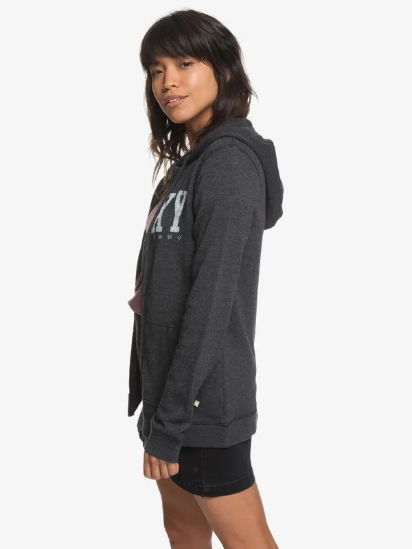 Sudadera ROXY Capucha y Cremallera para Mujer See The Light TRUE BLACK (kvj0) Ref. ERJFT03799 gris logo pecho