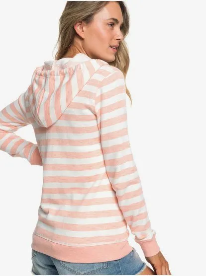 Sudadera ROXY Capucha y Cremallera para Mujer Trippin (mfgs) Ref. ERJFT03934 rosa/blanca rayas