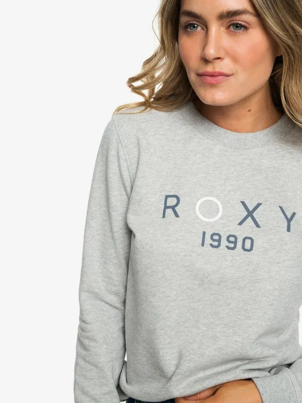 Sudadera ROXY cuello redondo Mujer Eternally Yours B HERITAGE HEATHER (sgrh) Ref. ERJFT03944 gris logo pecho