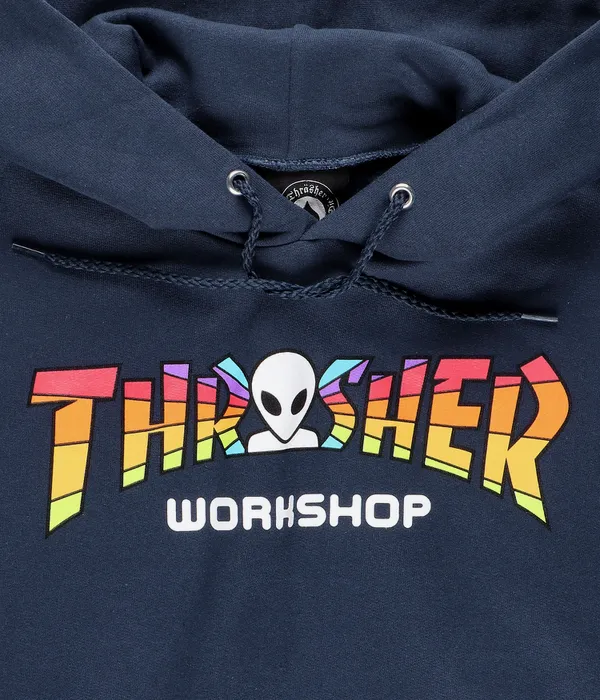 Sudadera THRASHER Hombre con capucha AWS SPECTRUM Hoodie NAVY BLUE Ref. 145283 azul marino logo letras colores