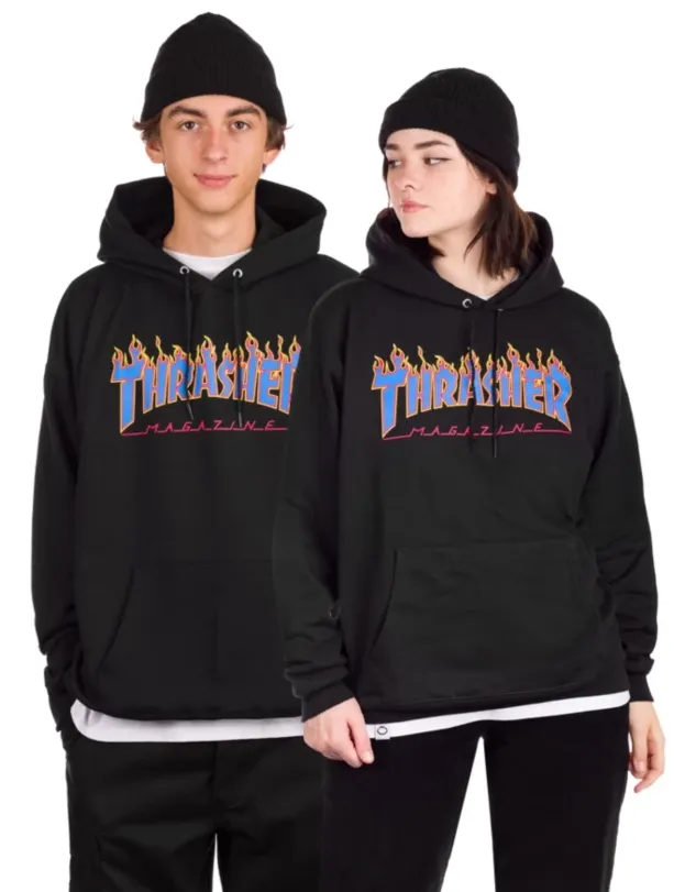 Sudadera THRASHER Hombre con capucha Ref.14497 Double flame logo Hoodie Black negra