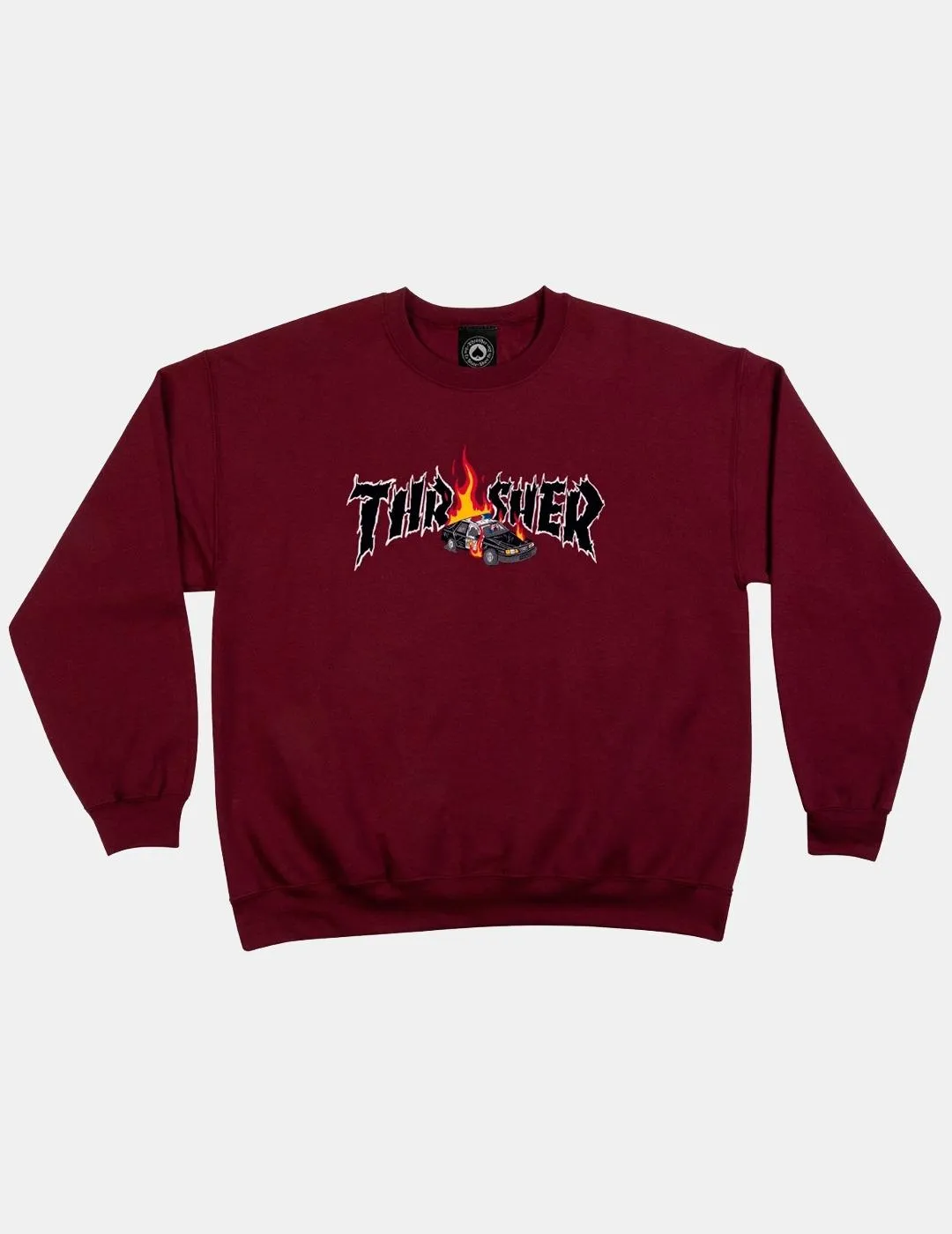 Sudadera THRASHER Hombre sin capucha COP CAR CREWNECK Ref. 145210 MAROON-granate logo policia