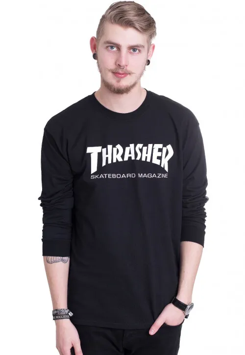 Sudadera THRASHER Hombre sin capucha Skate Mag crewneck Ref. 112103  black- white negra logo blanco