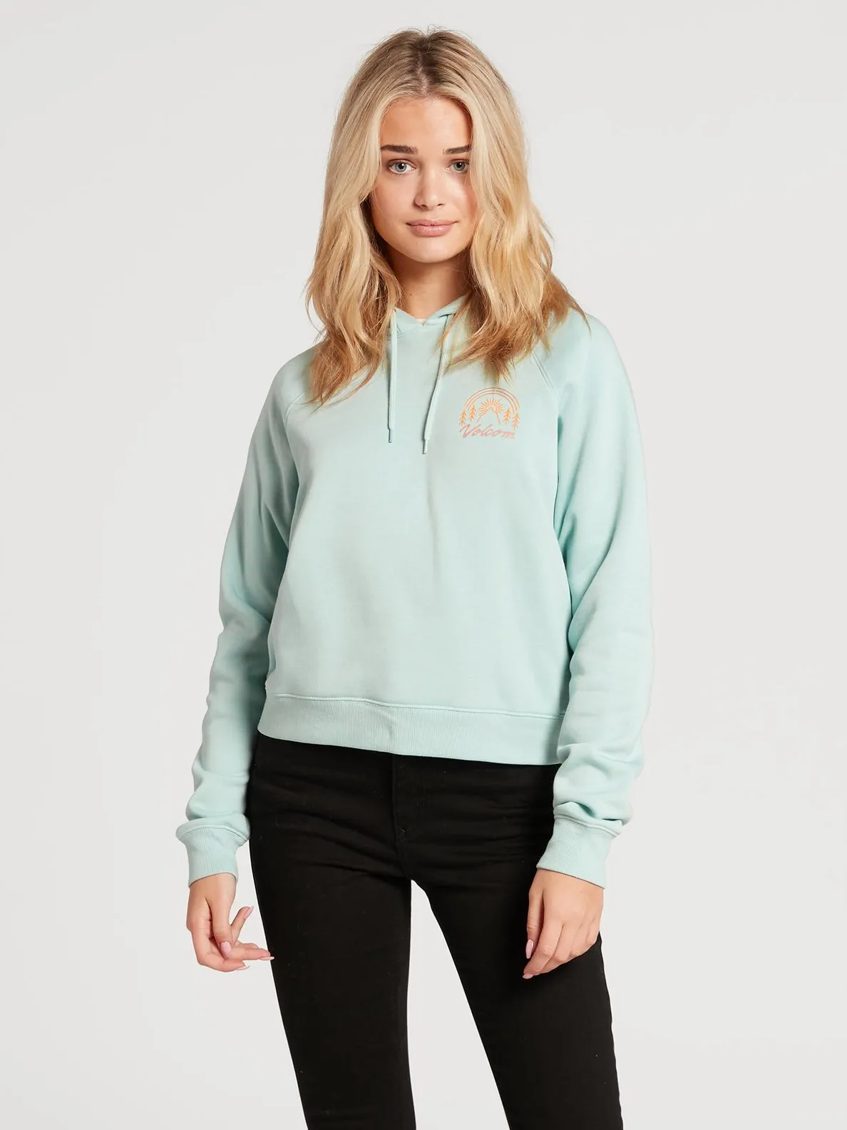 Sudadera VOLCOM para mujer con capucha clásica TRULY STOKIN – BLUE FOG Ref. B4132100 verde agua