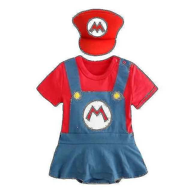 Super Mari Bros Dance Costume Set Child Anime Crawling Suit Romper Hat Gifts