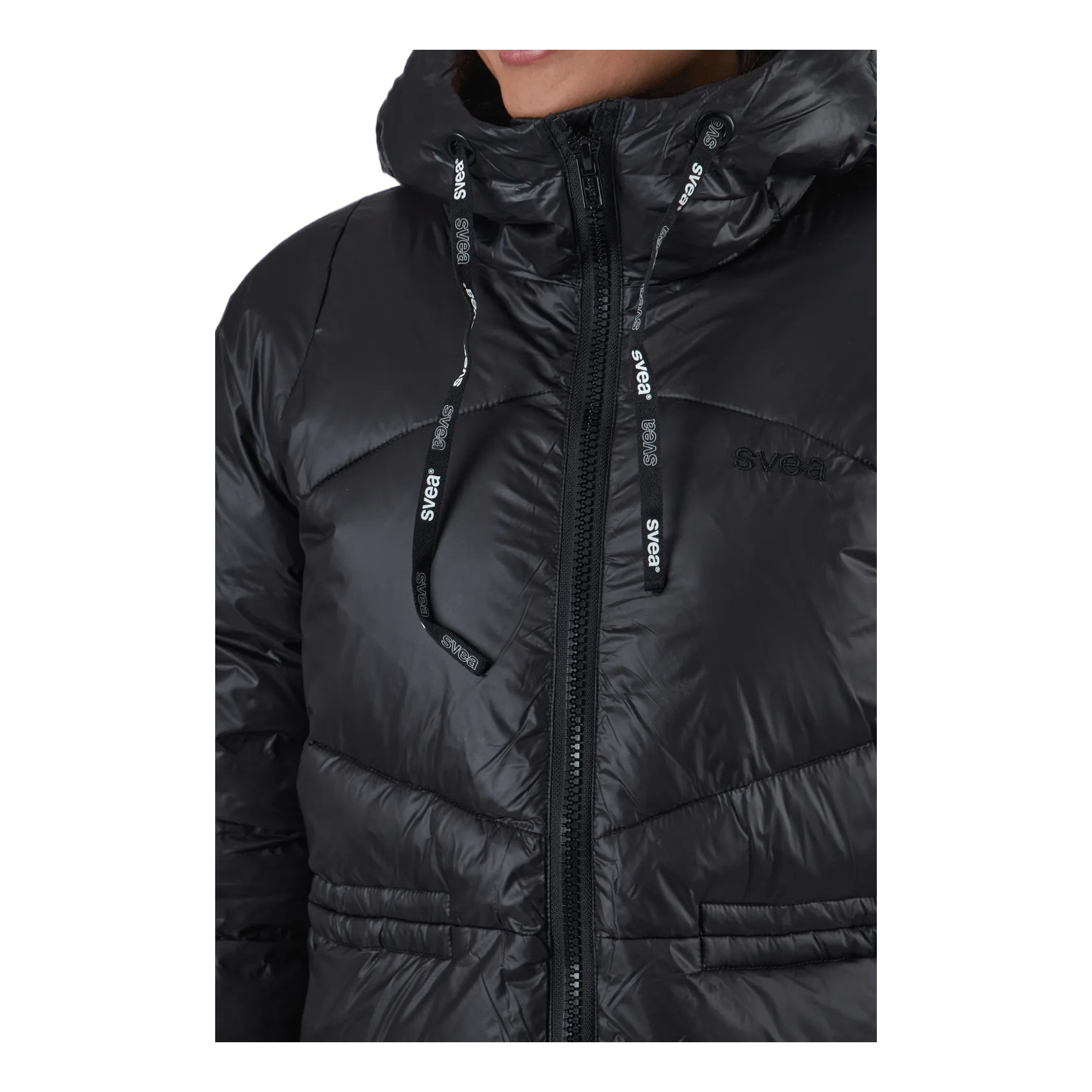 Svea W. Mid Length Shiny Jacket Black