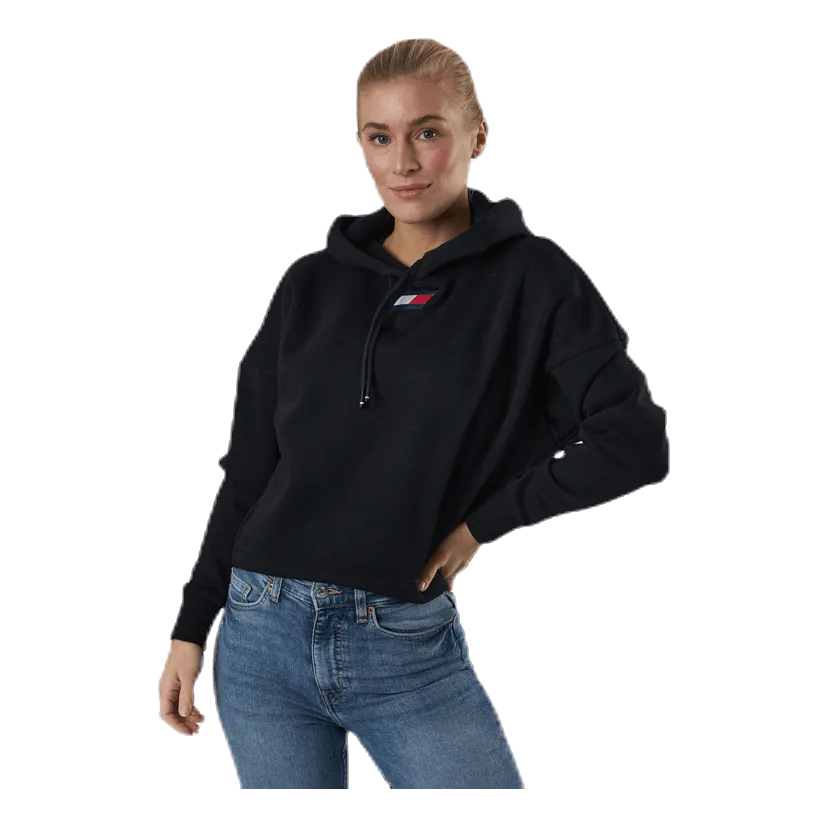 Tommy Hilfiger Sport Cropped Hoody Flag Logo Black