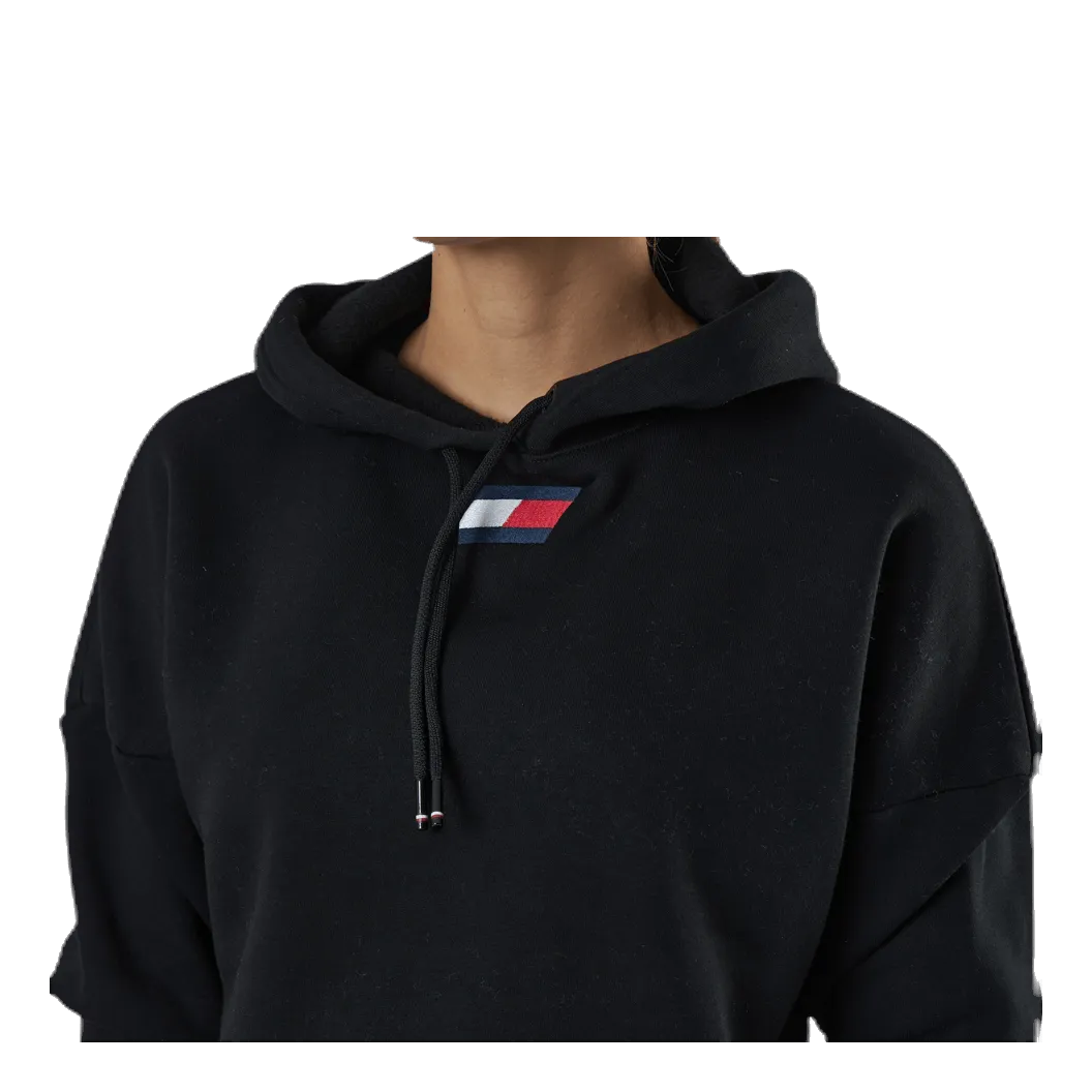 Tommy Hilfiger Sport Cropped Hoody Flag Logo Black