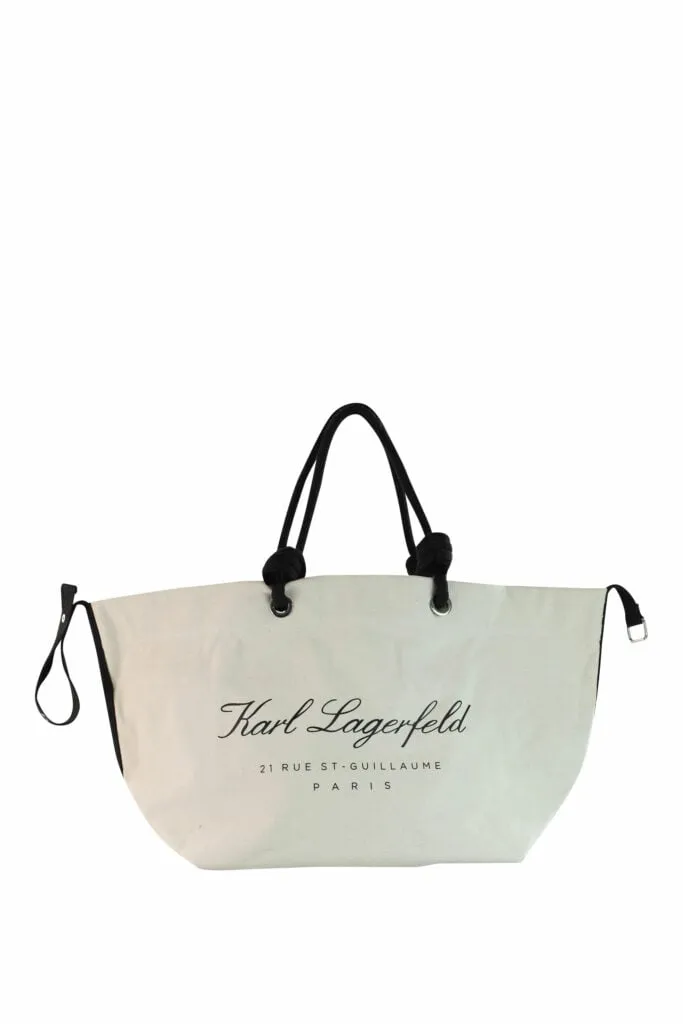 Tote bag beige de playa con logo 