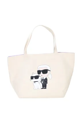 Tote bag blanca con maxilogo karl y choupette