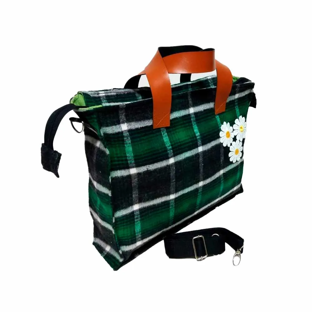 Tote Bag - Cuadros negros, verdes y blancos