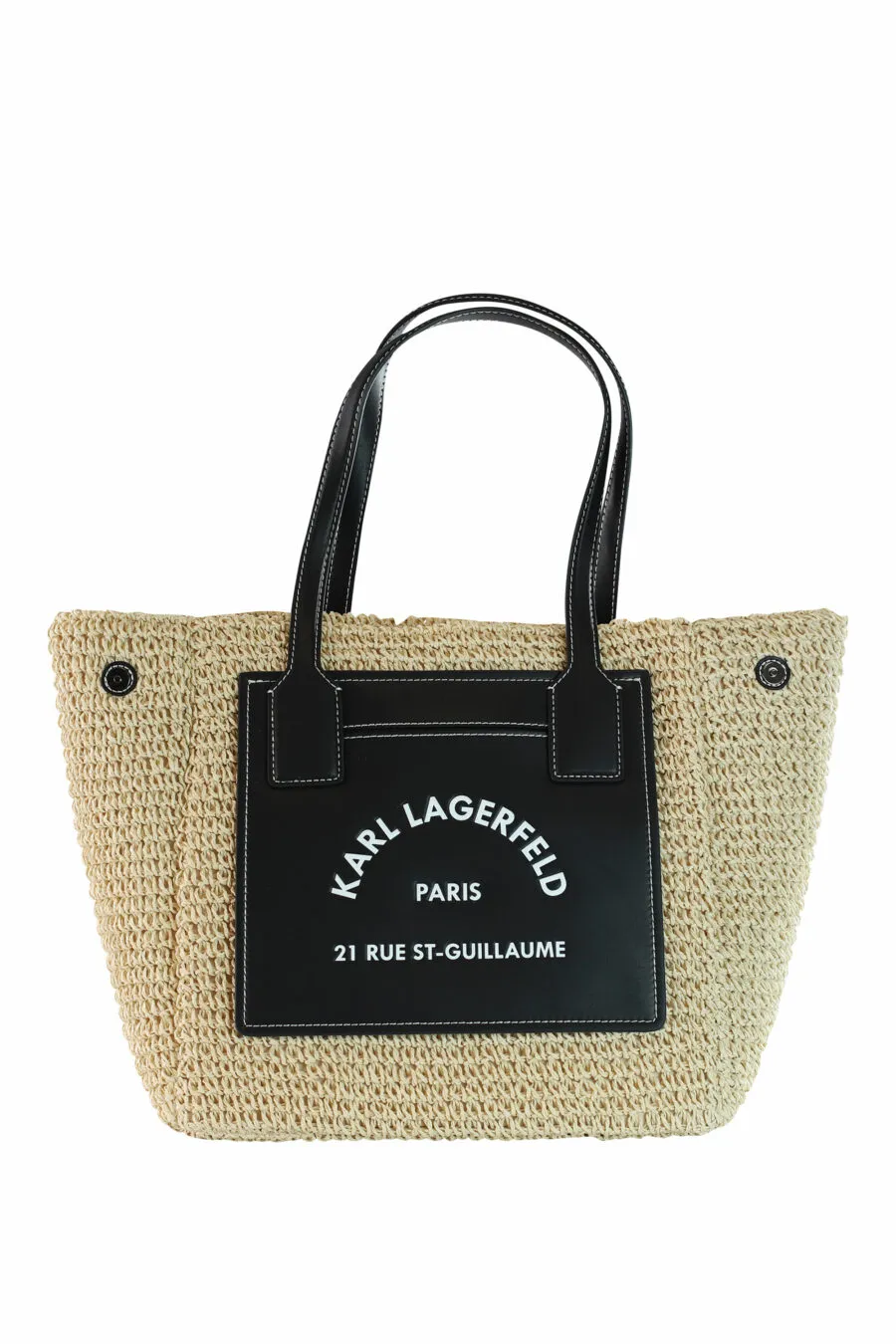 Tote bag de mimbre con negro y logo 