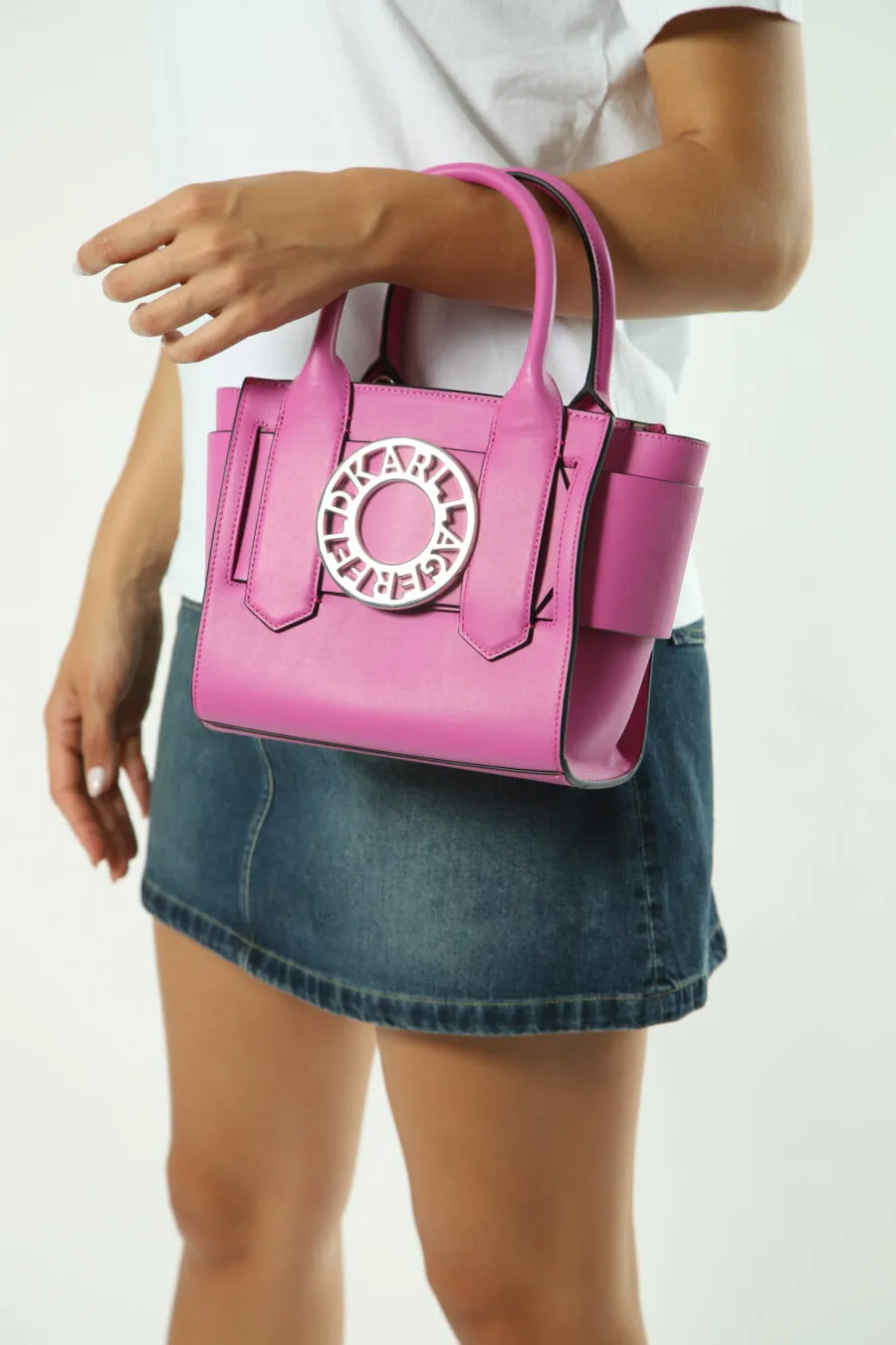 Tote bag mini fucsia con logo 