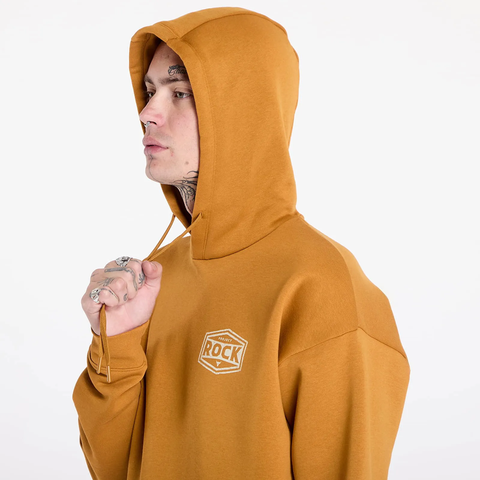 Under Armour Sweatshirt Project Rock Icon Fleece Hoody Yellow Ochre/ Silt M