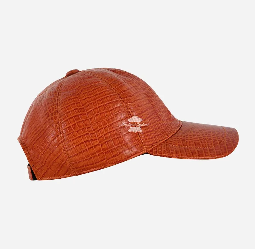 Unisex Croc Print Leather Baseball Caps Adjustable Casual Sports Hats