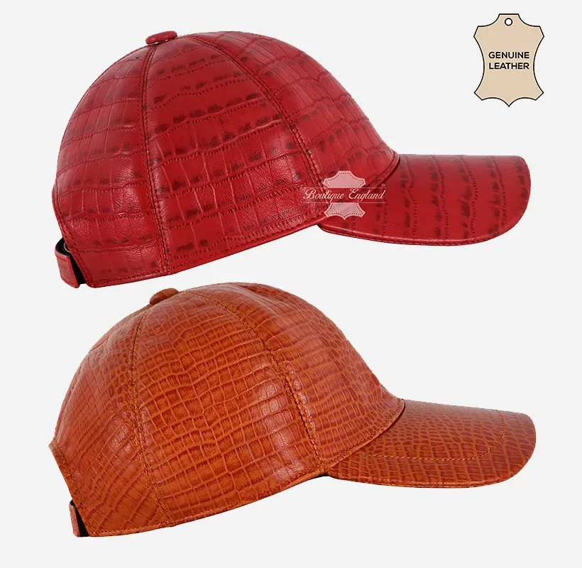 Unisex Croc Print Leather Baseball Caps Adjustable Casual Sports Hats