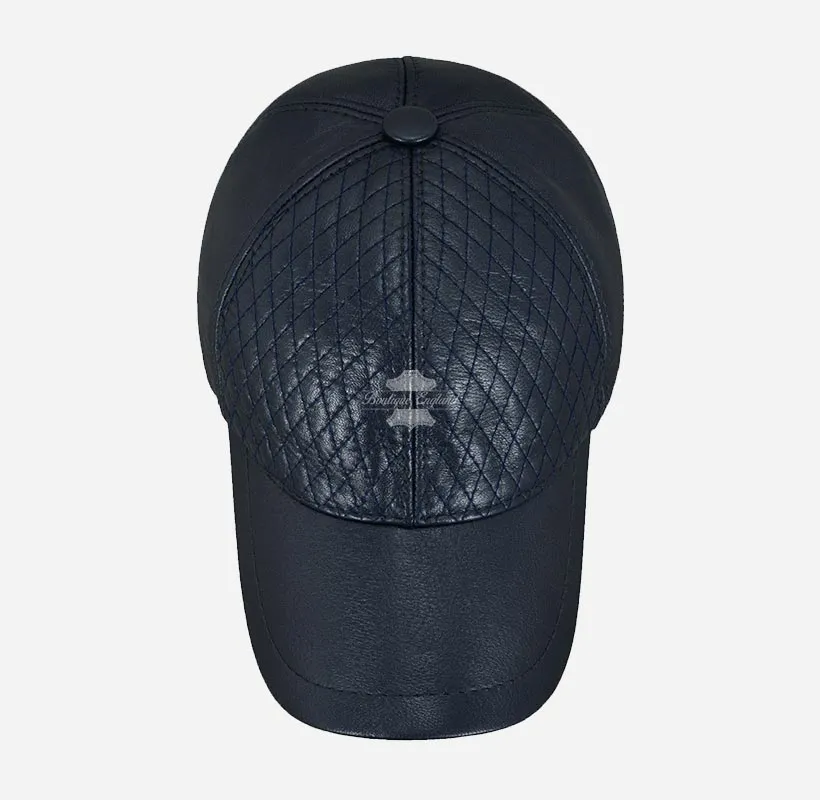 Unisex Leather Baseball Caps with Diamond Quilted Pattern