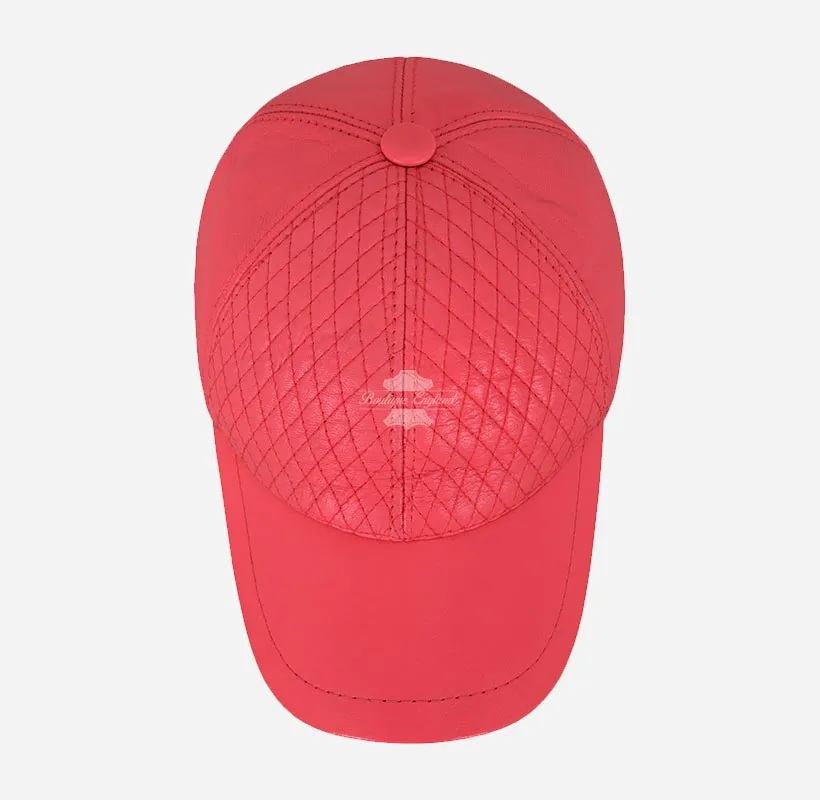 Unisex Leather Baseball Caps with Diamond Quilted Pattern