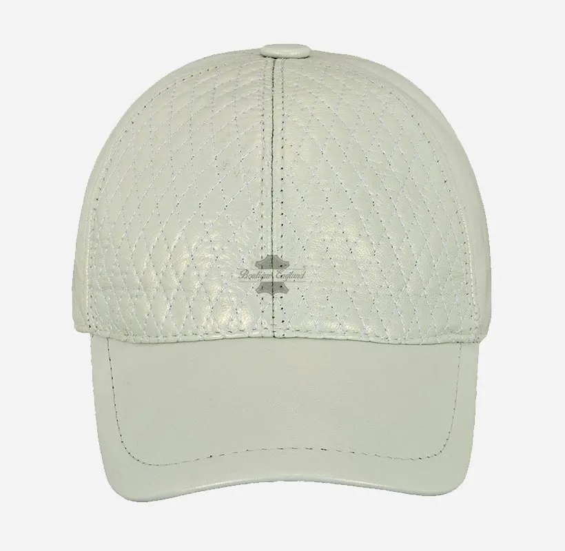 Unisex Leather Baseball Caps with Diamond Quilted Pattern