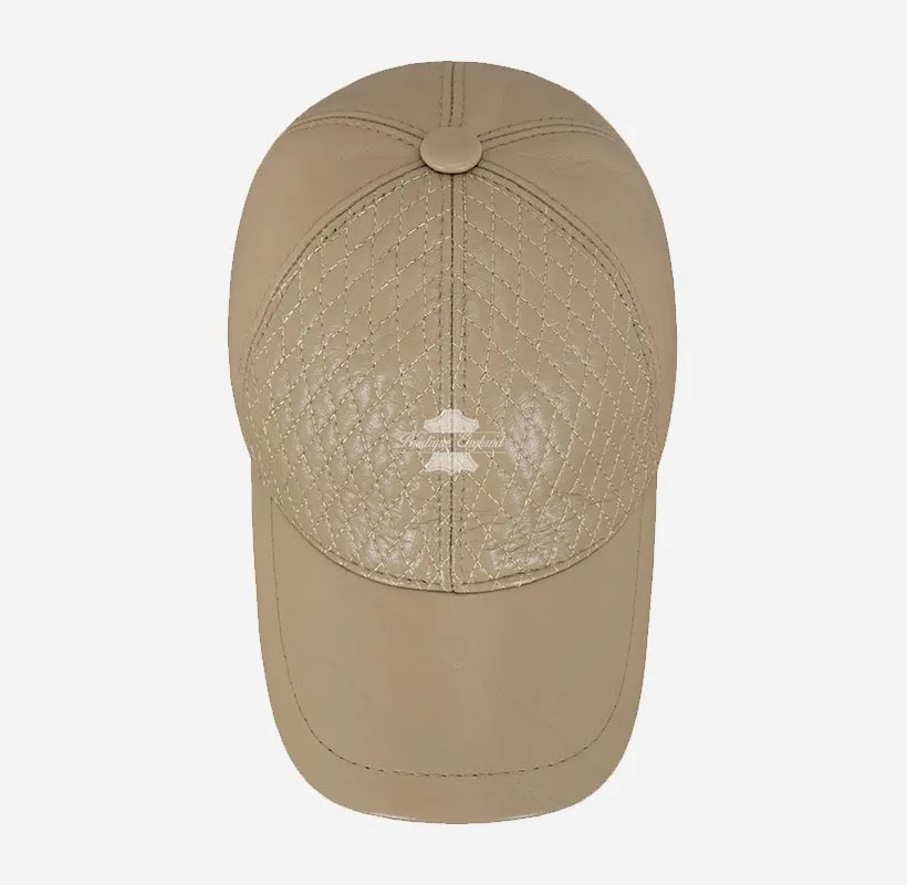 Unisex Leather Baseball Caps with Diamond Quilted Pattern