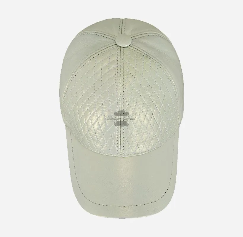 Unisex Leather Baseball Caps with Diamond Quilted Pattern