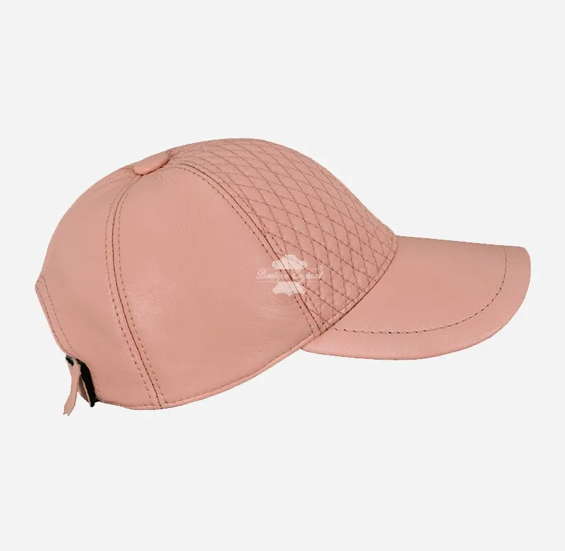 Unisex Leather Baseball Caps with Diamond Quilted Pattern