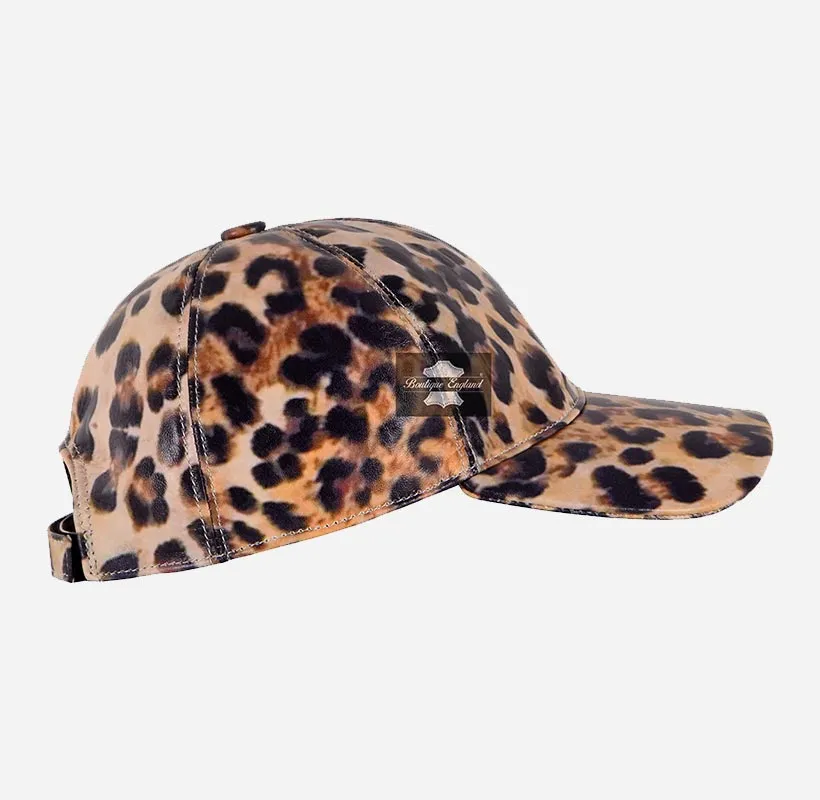 UNISEX Leopard Print Baseball Leather Caps Casual Hats