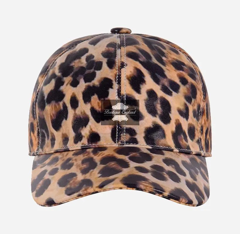 UNISEX Leopard Print Baseball Leather Caps Casual Hats