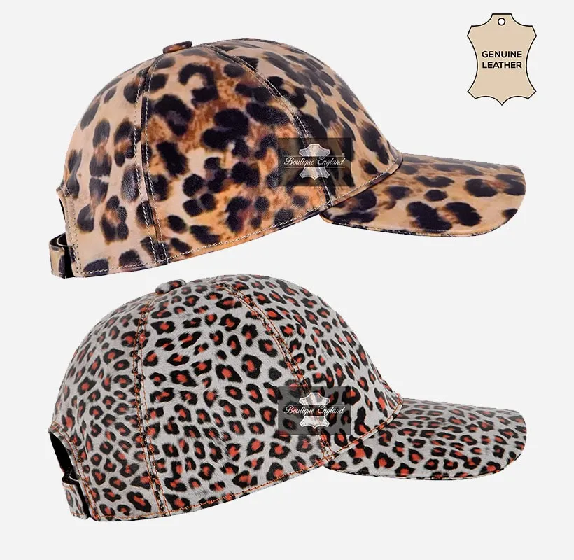 UNISEX Leopard Print Baseball Leather Caps Casual Hats