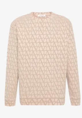 Valentino Garavani Toile Iconographe Print Cotton Sweatshirt Beige