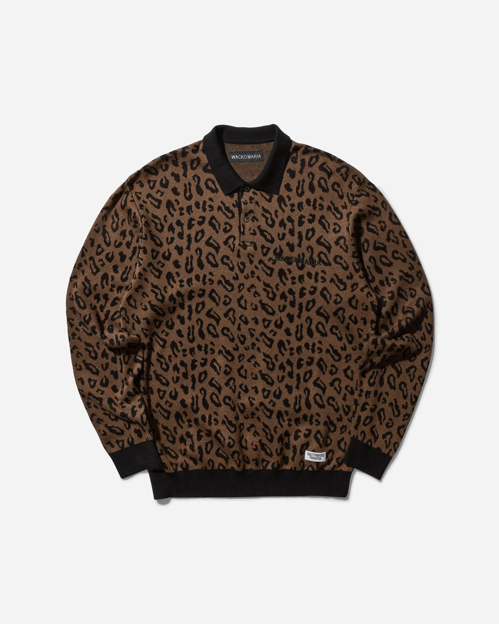 WACKO MARIA Leopard Knit Polo Sweater