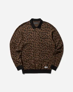 WACKO MARIA Leopard Knit Polo Sweater