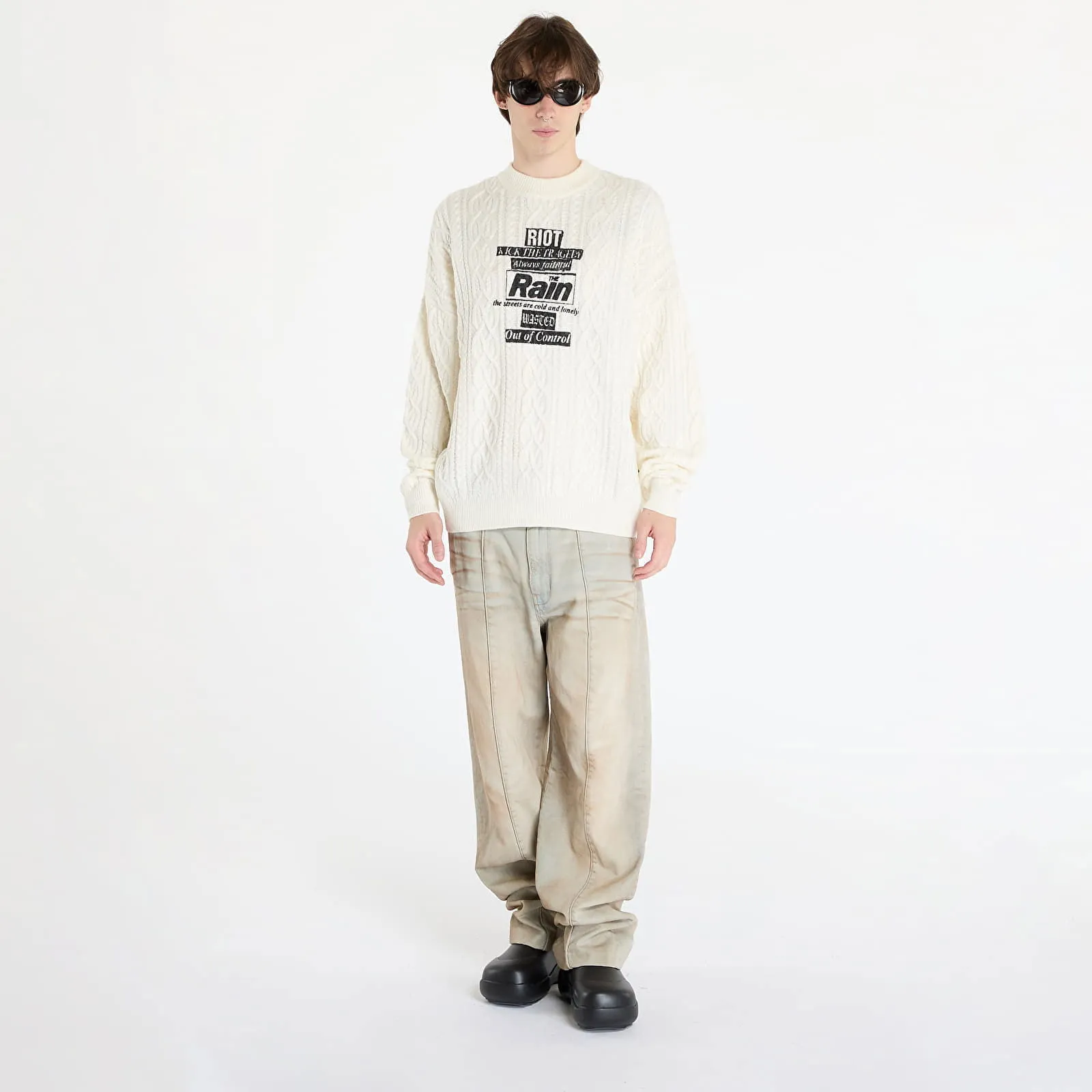 Wasted Paris Rain Cable Knit Sweater Off-White