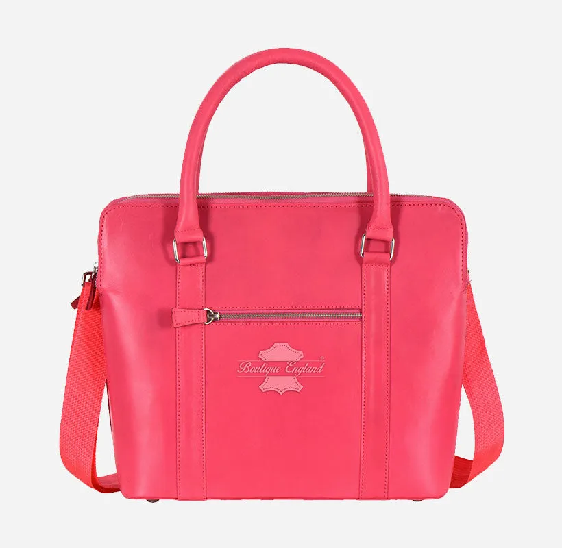 Women Crossbody Tote Bag in Soft Pink Leather