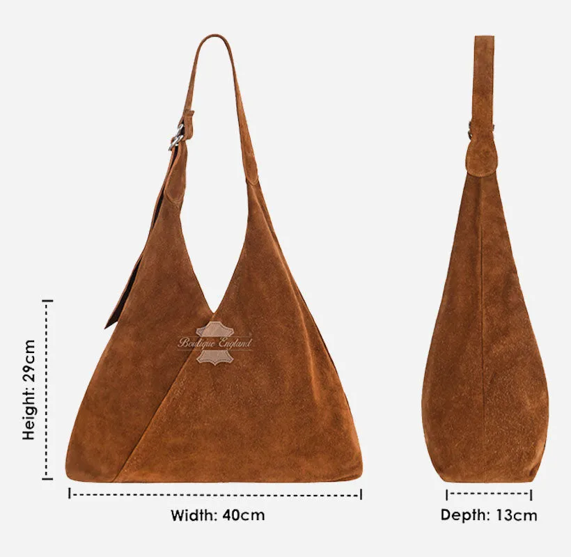 Women's Hobo Slouch Shoulder Bag Suede Tote Bag